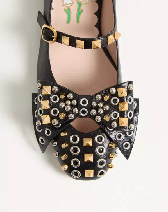 Valentino Mary-Jane Bowow Ballerina In Kidskin With Studs - Image 3